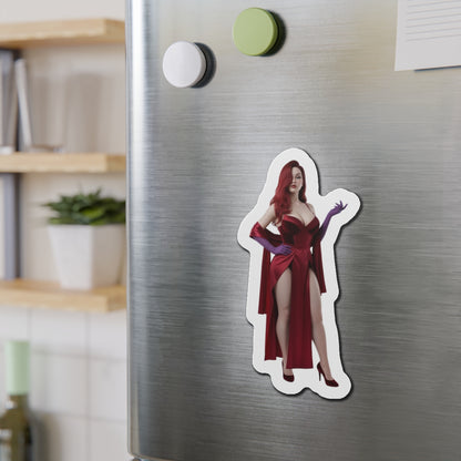 Jessica Rabbit Magnet – Cartoon Icon Fridge Magnet, Anime Style Decor die-cut vinyl fridge magnet showing Jessica Rabbit in anime-style red gown