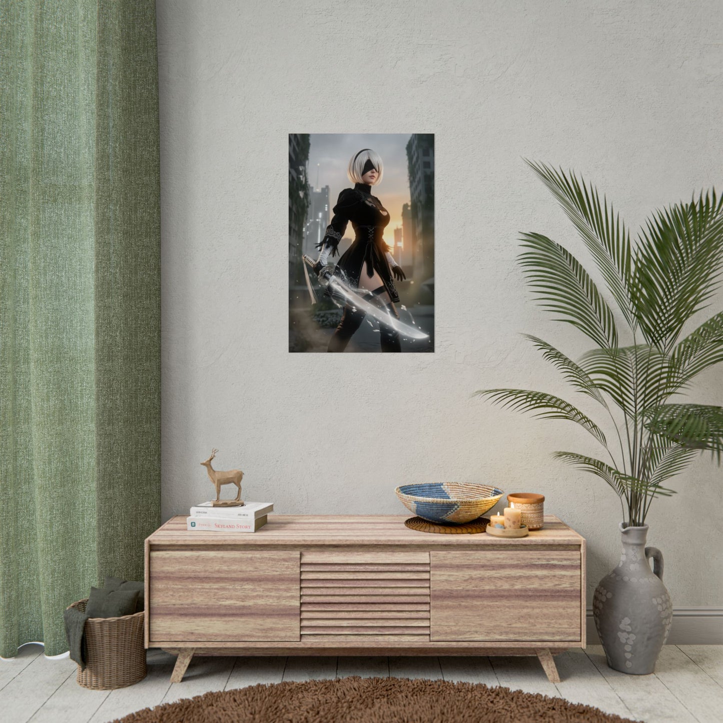 2B Nier Automata Art Print, Sci Fi Game Poster, Android Woman Wall Decor, Gamer Room Setup, Gift for Gamer