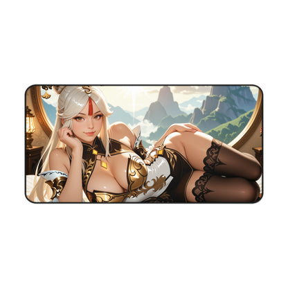 Ningguang Schreibtischunterlage, Genshin Impact Heldinnen-Mauspad, Elegantes Anime-Gaming-Schreibtisch-Setup