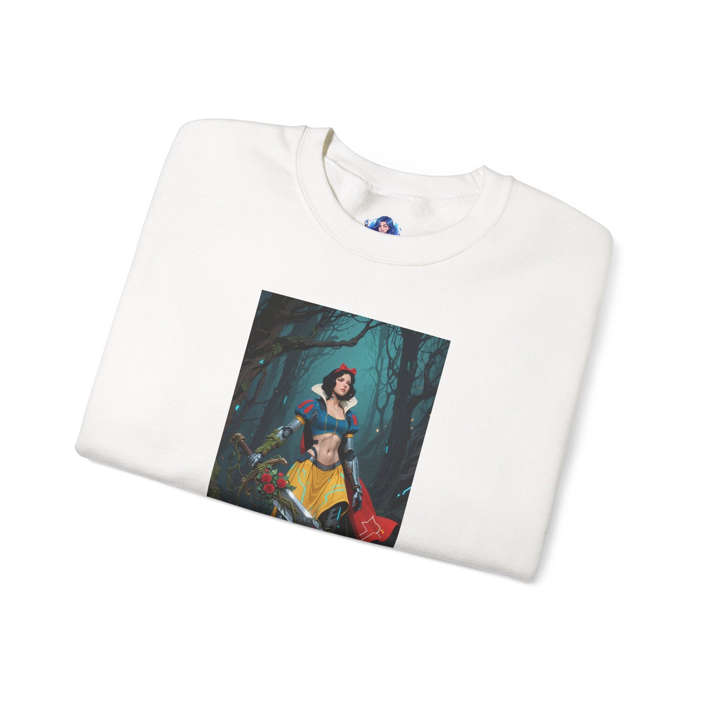 Cyber Snow White Sweatshirt, Futuristic Fairy Tale Crewneck, Stylish Gaming Streetwear for Fans