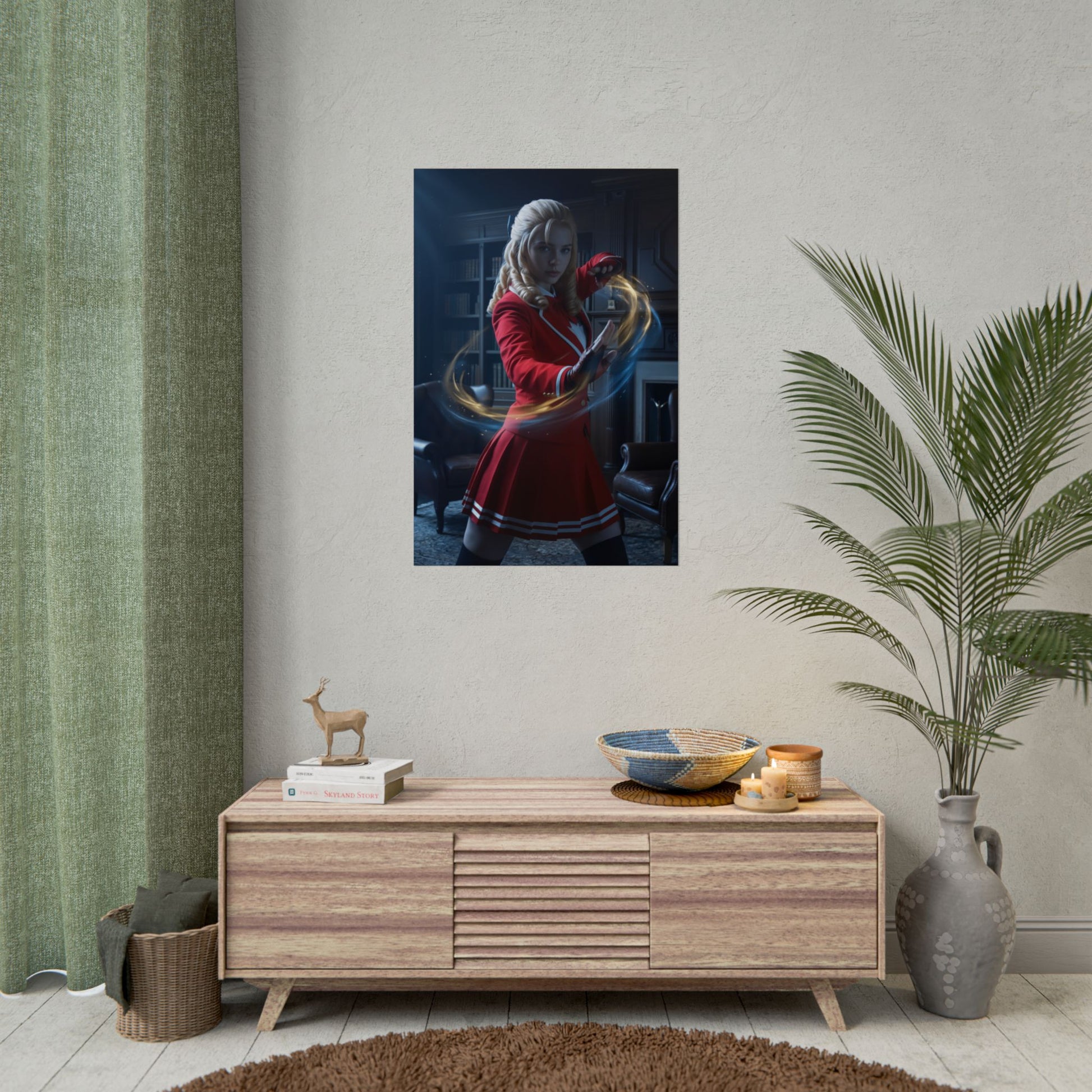 Karin Poster, Street Fighter Art Print – Iconic Fighting Game Heroine on wall in modern gaming room display