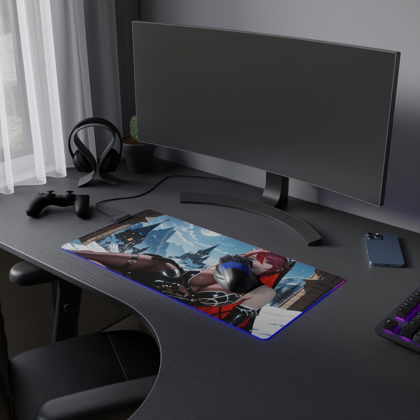 Килимок для столу Rosaria – світлодіодний RGB-підсвітлювальний килимок, ігровий комплект для дівчат з аніме Waifu
