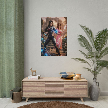 Tifa Lockhart and Aerith Poster, Final Fantasy Wall Art Print, RPG Girl Duo Decor, Gaming Room Wall Art, Gamer Gift