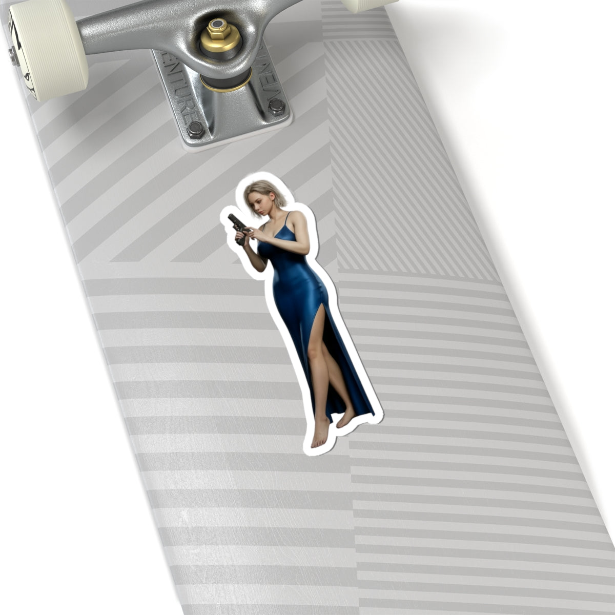 Grace Ashcroft Sticker, Resident Evil Sticker, Vinyl Wall Decor, Gift for Gamer - glossy vinyl character sticker on skateboard