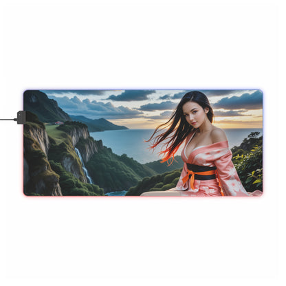 Nezuko Kamado Schreibtischunterlage – LED RGB-Pad, Gentle Waifu Anime Girl Gaming Setup
