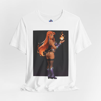 Starfire-T-Shirt mit Grafik | DC Comics-T-Shirt für Otakus und Cosplay-Fans | Sexy Alien-Heldin-Shirt