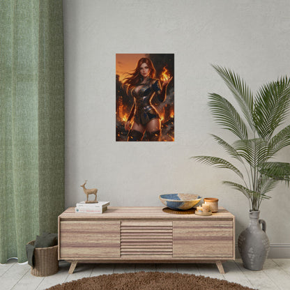 Triss Merigold Witcher Poster Fantasy RPG Wall Art Red Hair Sorceress Print Magic Woman Decor Gamer Room Gift