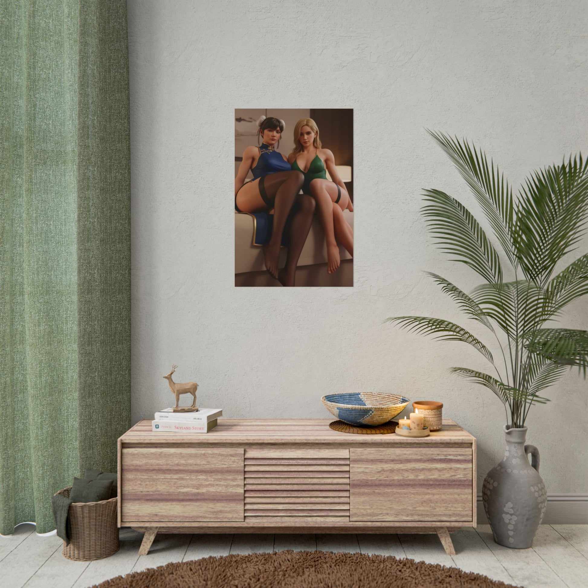 Chun-Li and Cammy White Poster, Street Fighter Art Print – Iconic Fighters on modern living room wall