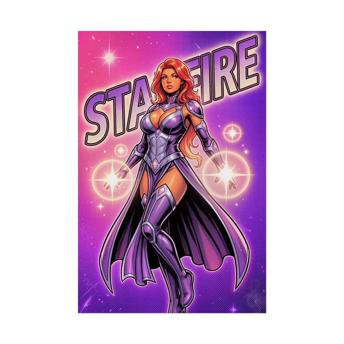 Starfire Poster / Starfire Wall Art / Starfire Art Print / DC Comics Poster - vibrant purple pink Starfire cosmic energy art print