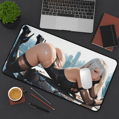 Gaming Mouse Pad – 2B Desk Mat, Nier Automata Anime Girl, Sci-Fi Battle Setup