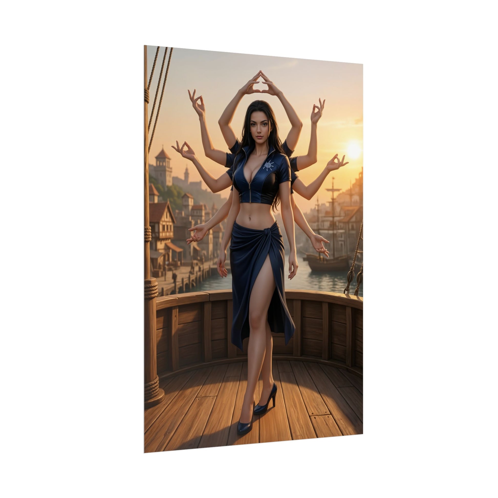 Nico Robin Poster, One Piece Art Print, Iconic Archaeologist Character – elegant multi-armed pose art print for anime room or gaming setup