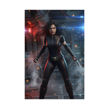 X-23 Poster, Marvel Art Print – Iconic Mutant Warrior Wall Art featuring fierce X-23 in combat pose with extended claws, dramatic lighting