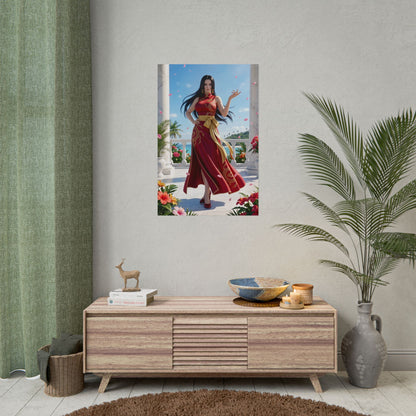 Boa Hancock Poster, One Piece Wall Art Print – Anime Collector Decor wall art showing Boa Hancock in red dress for anime room and gamer setups