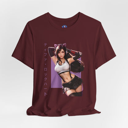 Tifa Lockhart Grafik-T-Shirt | Final Fantasy VII T-Shirt für Anime-Fans | Sexy Kämpferinnen-Shirt