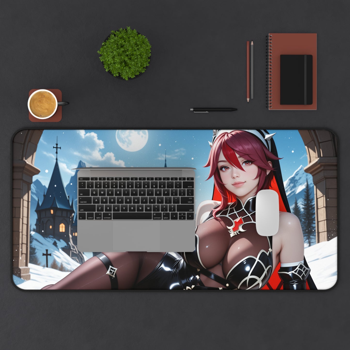 Килимок для столу Rosaria, килимок для миші Genshin Impact Heroine, налаштування ігрового столу в стилі готичного аніме