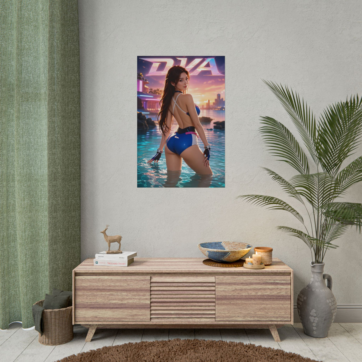 Gaming Wall Art D Va Overwatch Poster Bedroom Game Room Decor Art Print