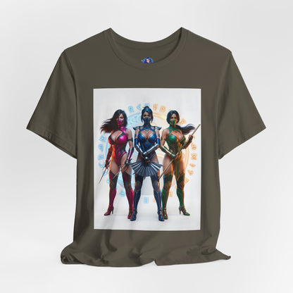 Kitana Jade and Mileena T-Shirt | Mortal Kombat Anime Tee for Gamers & Fans - anime-style trio print on premium Bella canvas tee