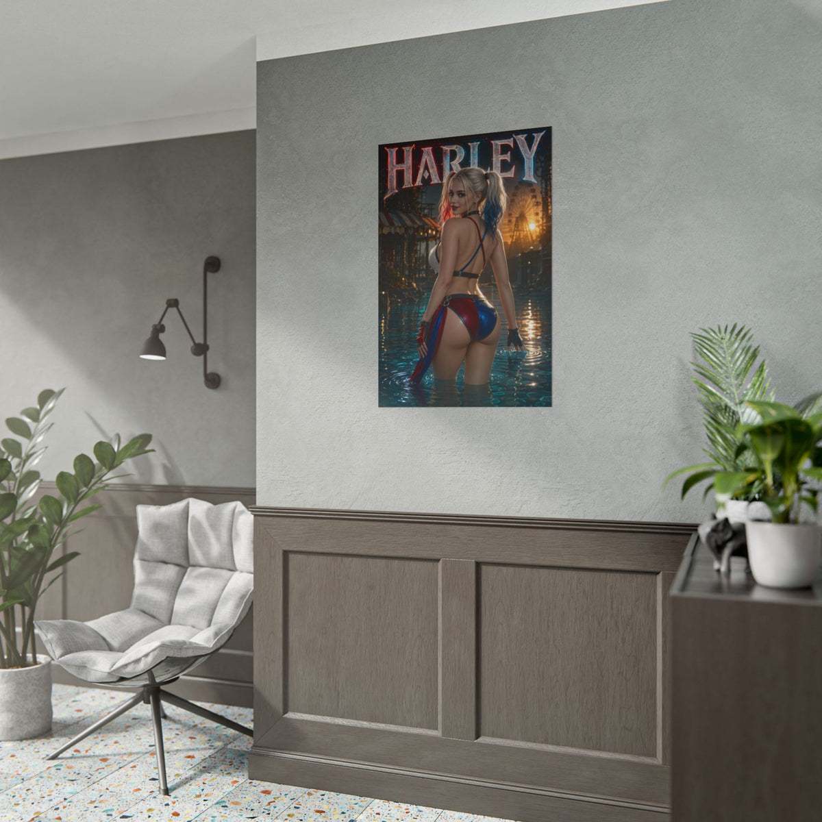 Harley Quinn Character Poster Comic Style Wall Decor Bedroom Collector Gift