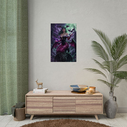 Morrigan Aensland Poster, Darkstalkers Art Print, Iconic Gothic Character - bold silhouette gaming art for wall décor