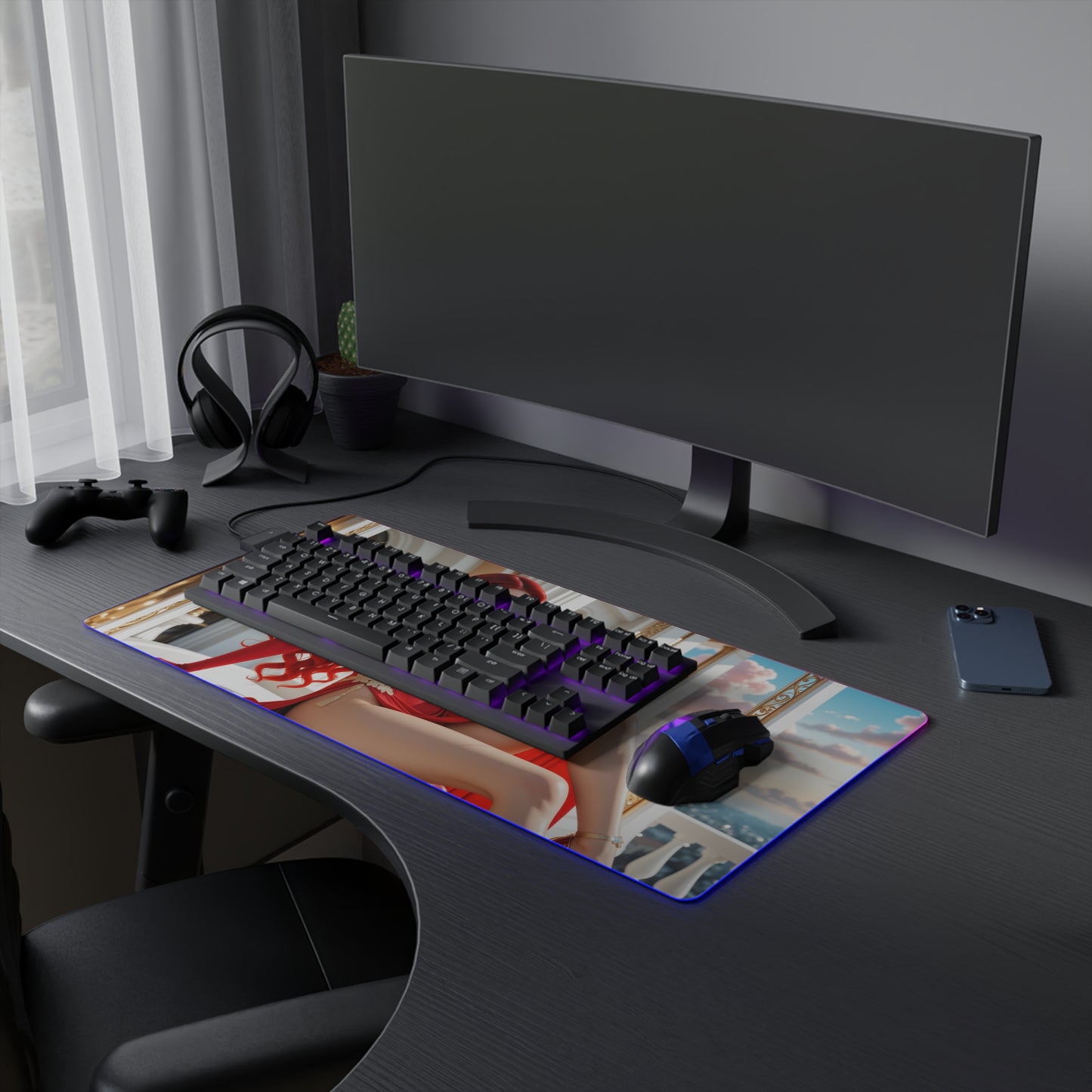 Jessica Rabbit Schreibtischunterlage – LED RGB-Pad, stylisches Waifu-Anime-Girl-Setup
