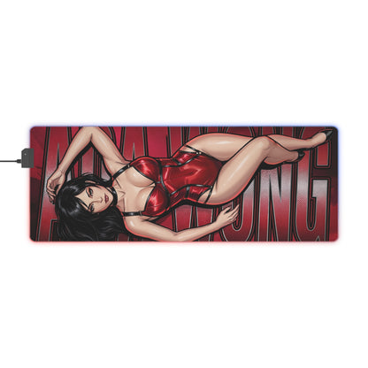 Ada Wong RGB Desk Mat, Resident Evil Gaming Mouse Pad, LED Desk Mat for Gamer Setup featuring red-action heroine artwork on RGB LED surface