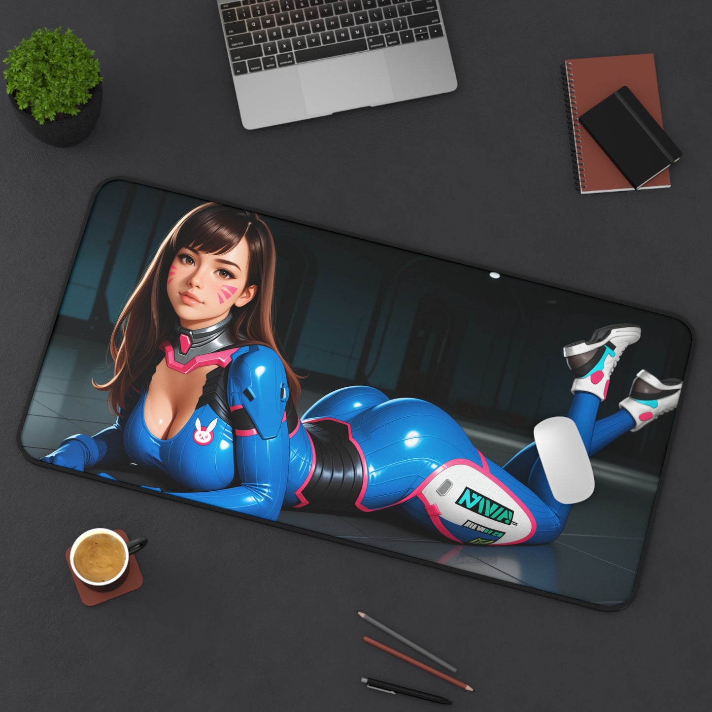 D.Va-Schreibtischunterlage, Overwatch-Heldin-Mauspad, Schreibtisch-Setup für Gamerinnen