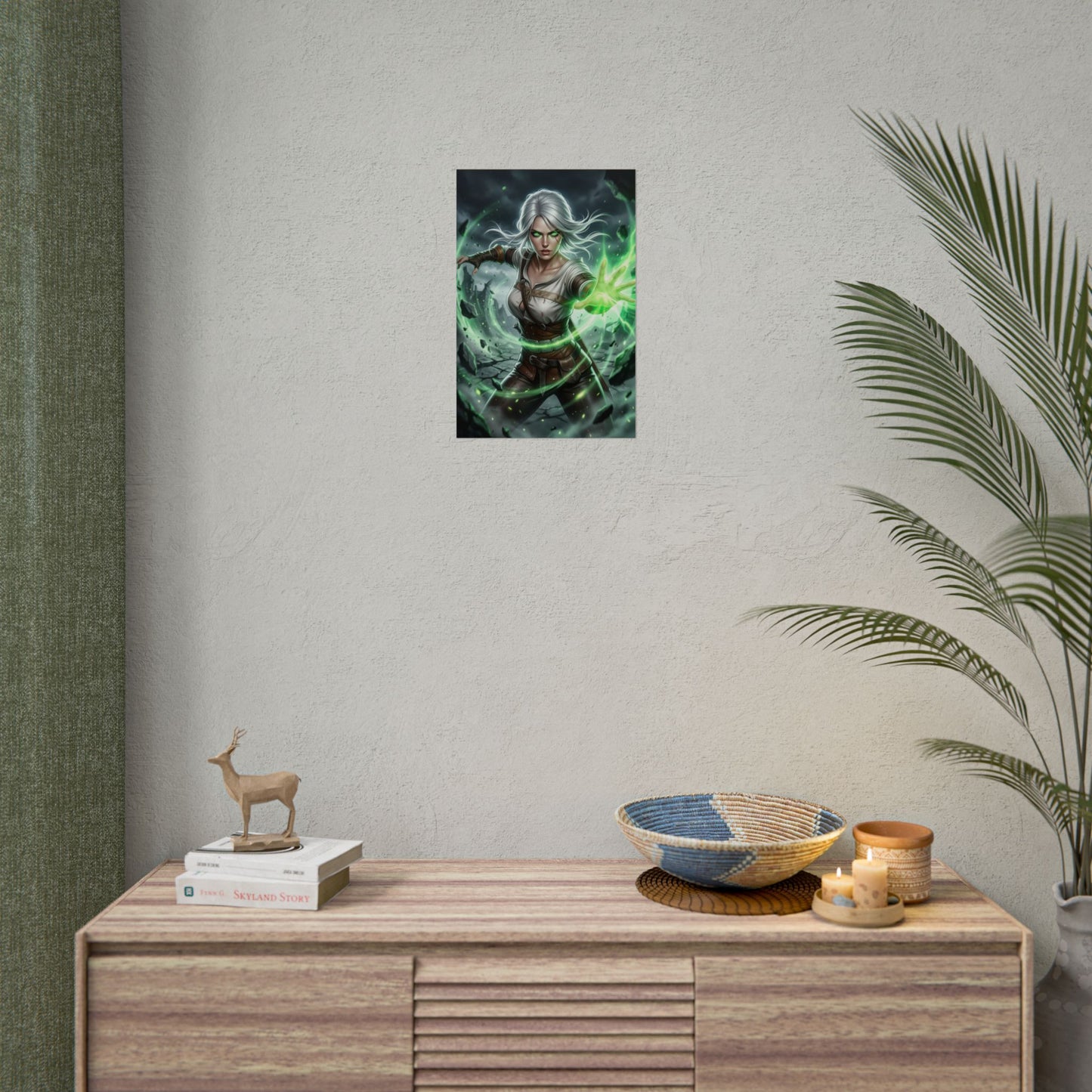 Ciri Witcher Poster Fantasy Woman Wall Art White Hair Girl Print Sword Warrior Character Gaming Room Decor Gift