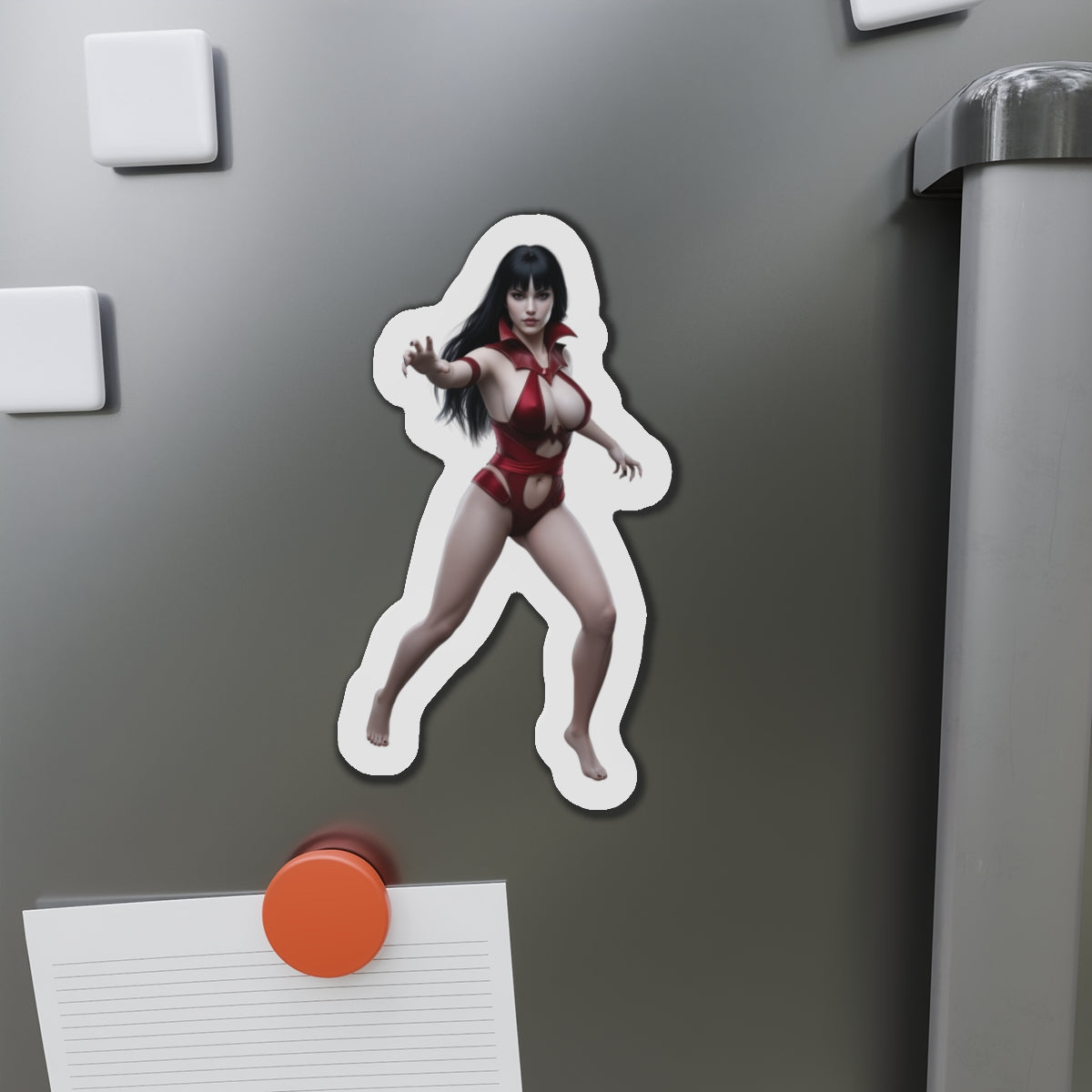 Vampirella Magnet – Classic Comic Heroine Fridge Magnet, Anime Style Decor die-cut vinyl fridge magnet showing Vampirella in anime-style pose