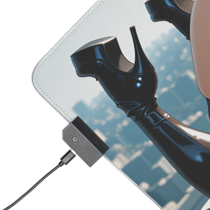 2B Desk Mat – LED RGB Pad, Elegant Waifu Android Girl Gaming Setup