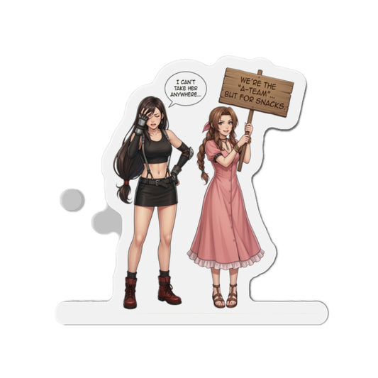 Магніт «Тіфа та Аеріт» – магніт на холодильник із дівчиною з аніме FF7, милий декор для геймерів-дуетів