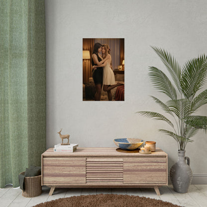 Tifa Aerith Poster, Final Fantasy VII Art Print – RPG Heroines Wall Art framed on living room wall, gamer room and collector decor