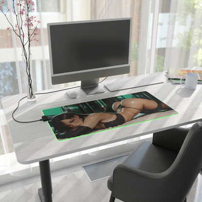 Tifa Lockhart Desk Mat – LED RGB Pad, Waifu Fighter Anime Girl Setup