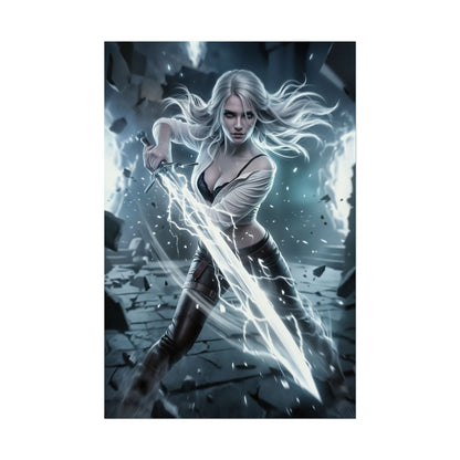 Ciri Witcher Poster, Witcher Wall Art Print, Fantasy Warrior Girl Decor, RPG Game Artwork, Gamer Room Poster