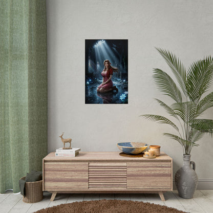 Aerith Gainsborough Final Fantasy VII Poster Anime RPG Wall Art Fantasy Woman Print Brown Hair Girl Character Gaming Room Decor Gift