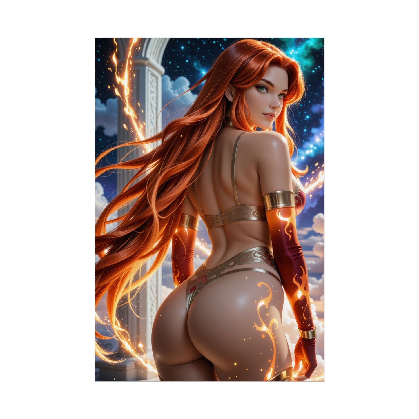 Настінний плакат Вайфу | Принт аніме «Зоряний вогонь» для фентезійної спальні або обстановки