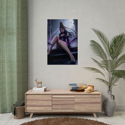 Bayonetta Poster / Bayonetta Wall Art / Bayonetta Art Print / Bayonetta Game Poster showcasing moody, dramatic Bayonetta pose as premium dark fantasy wall art