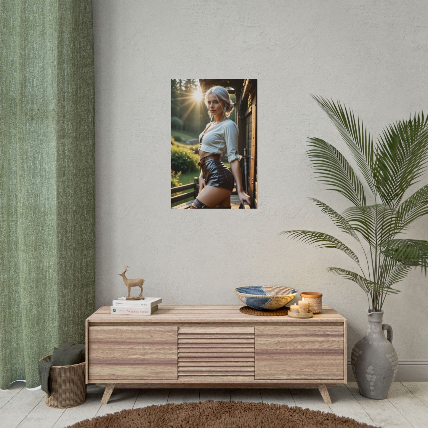 Ciri Heroine Poster – Epic Fantasy Wall Art for Fans and Collectors showcasing dynamic pose, ultra-high resolution print in a modern gaming room