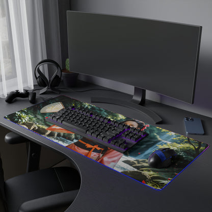Nezuko Kamado Schreibtischunterlage – LED RGB Pad, Waifu Anime Girl Gaming Setup