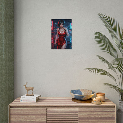 Ada Wong Resident Evil Poster Spy Woman Wall Art Red Dress Girl Print Action Character Gaming Room Decor Gift