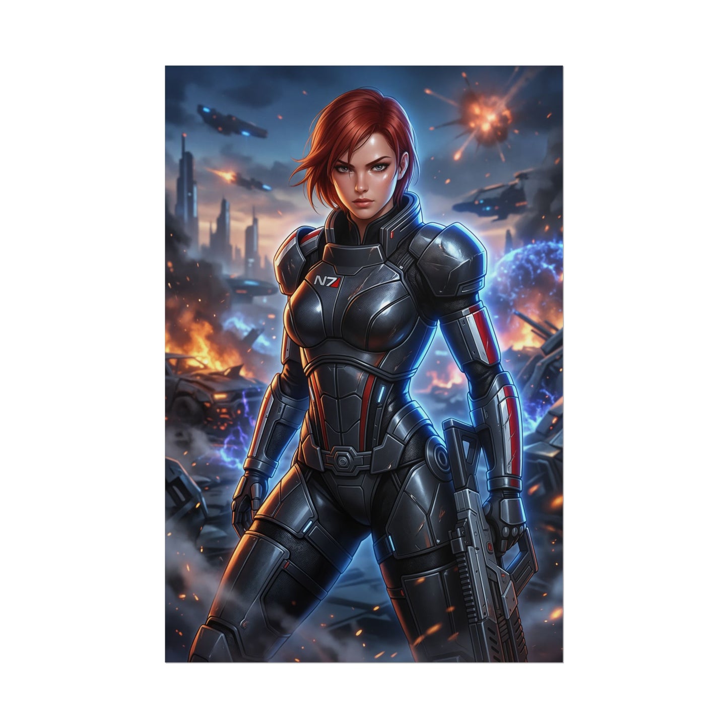 Commander Shepard Mass Effect Poster Sci Fi Woman Wall Art Space Soldier Print Futuristic Character Gaming Room Decor Gift