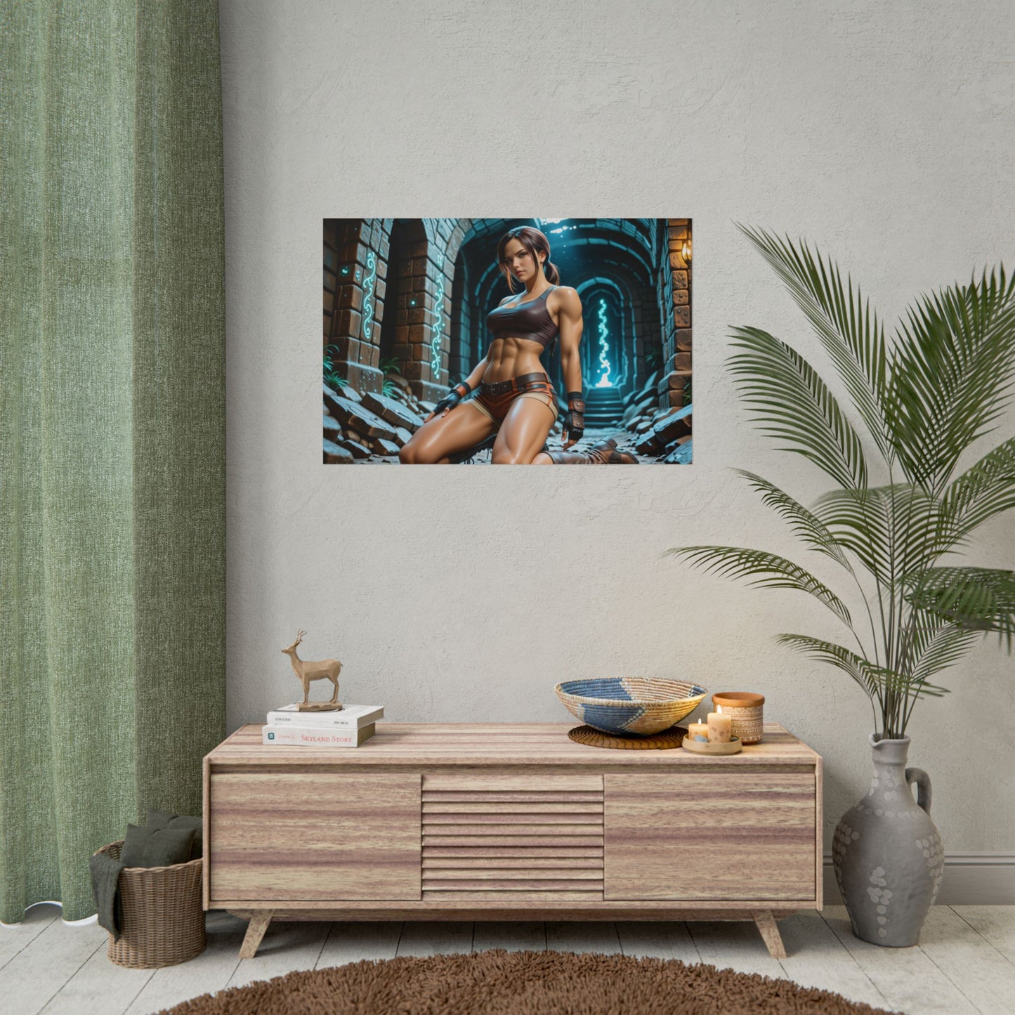 Аніме-постер Лара Крофт | Настінне мистецтво з пригодницьким Вайфу для декору геймера