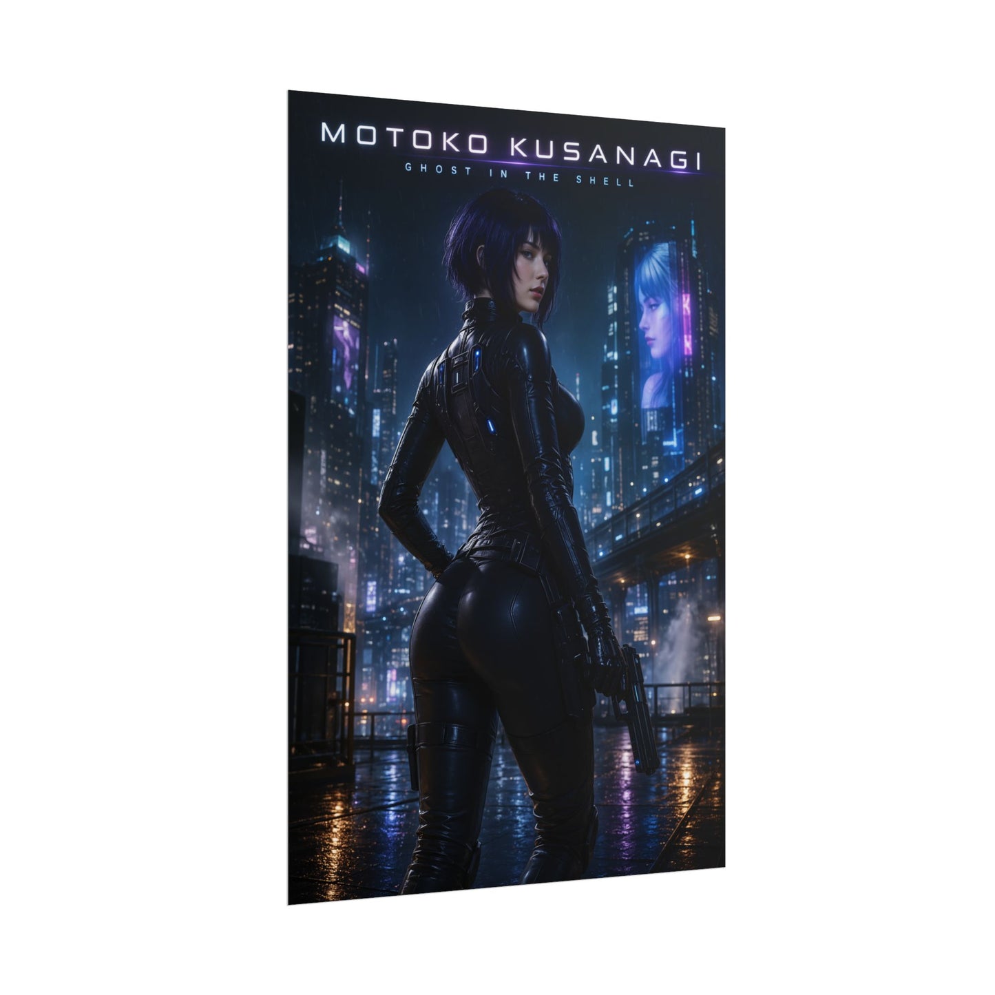 Motoko Kusanagi Poster, Ghost in the Shell Wall Art, Cyberpunk Print