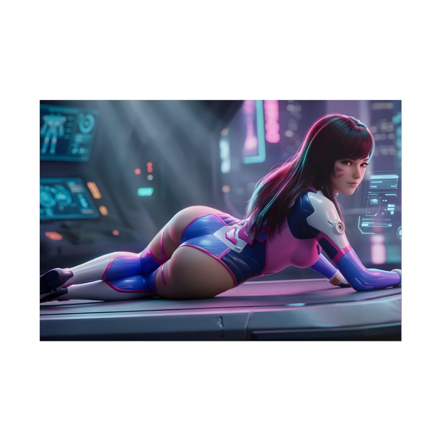D.Va Poster, Overwatch Art Print, Sci-Fi Game Wall Art