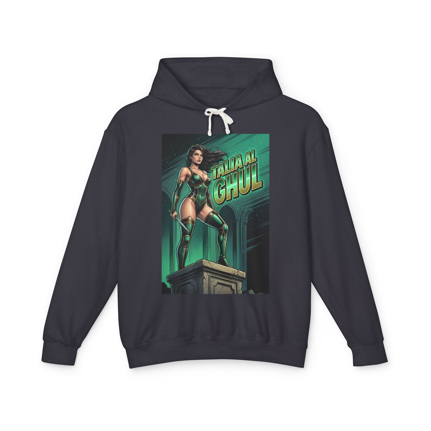 Talia al Ghul Hoodie | DC Villain Hoodie | League of Assassins Pullover black hoodie with green comic-style Talia al Ghul graphic