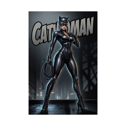 Catwoman Wall Art Print, DC Comics Poster, Leather Suit Heroine Decor, Gotham Style Wall Art, Gift for Fan