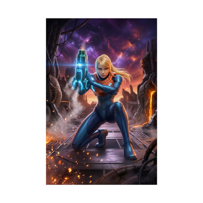 Samus Aran Poster – Sci Fi Wall Art Print, Space Hero Collector Decor