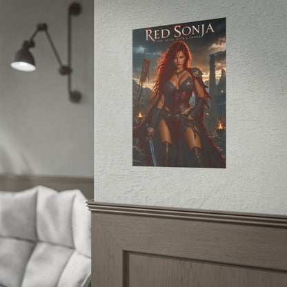 Red Sonja Poster, Fantasy Wall Art, Barbarian Warrior Print, Gamer Decor