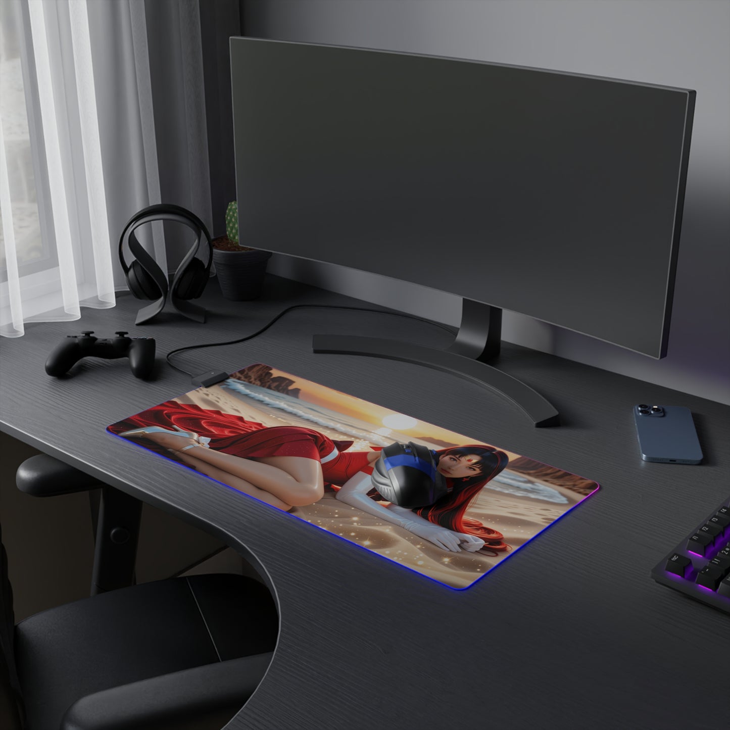 Килимок для столу Sailor Mars – світлодіодний RGB-підкладка, елегантна конфігурація дівчини з аніме Вайфу