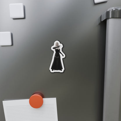 Lady Dimitrescu Magnet – Resident Evil Village Fridge Magnet, Game Decor die-cut vinyl fridge magnet showing anime-style Lady Dimitrescu on a gray fridge