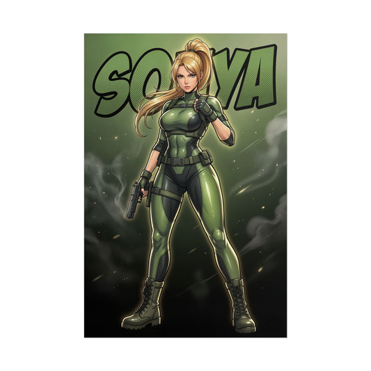 Sonya Blade Mortal Kombat Poster, Mortal Kombat Wall Art Print, Military Fighter Girl Decor, Gamer Room Art, Gift